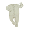 Combinaisons en tissu côtelé pour bébé, haute qualité, fermeture éclair, en bambou et coton, manches longues, couleur unie, barboteuse pour bébé, couleurs personnalisées acceptées