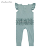 Vêtements personnalisés pour bébé fille, 95% bambou 5% élasthanne, manches courtes, volants sur le dos des barboteuses, combinaisons douces pour bébé fille