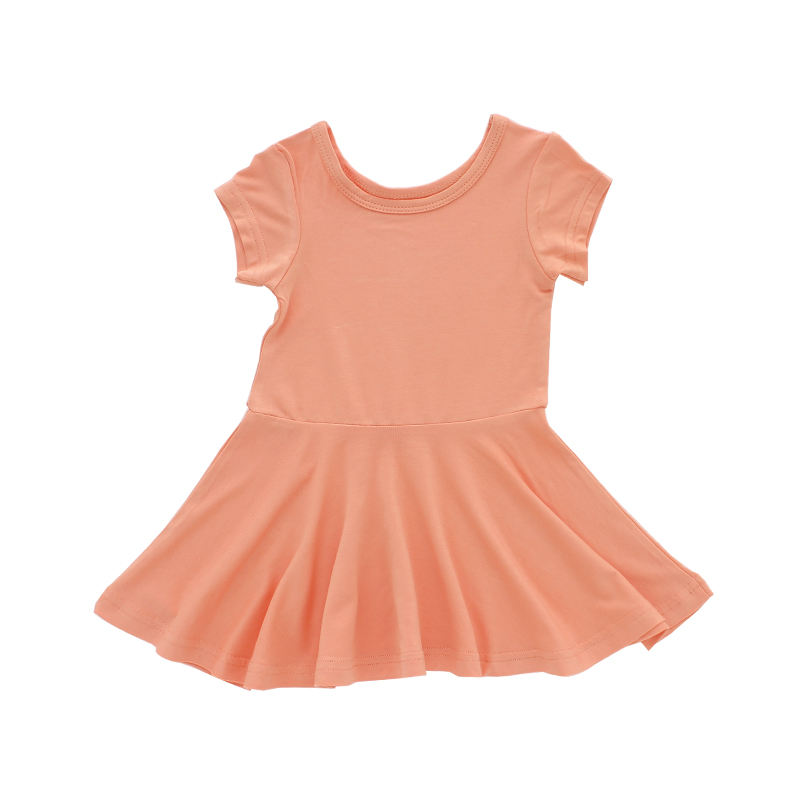Robe d'été pour bébés filles, col rond, ligne a, vêtements pour enfants, avec conception d'impression personnalisée, vente en gros
