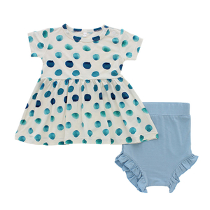 Ensemble pyjama d'été en coton tricoté à manches courtes pour nouveau-né fille, 2 pièces, robe pour bébé, vêtements OEM
