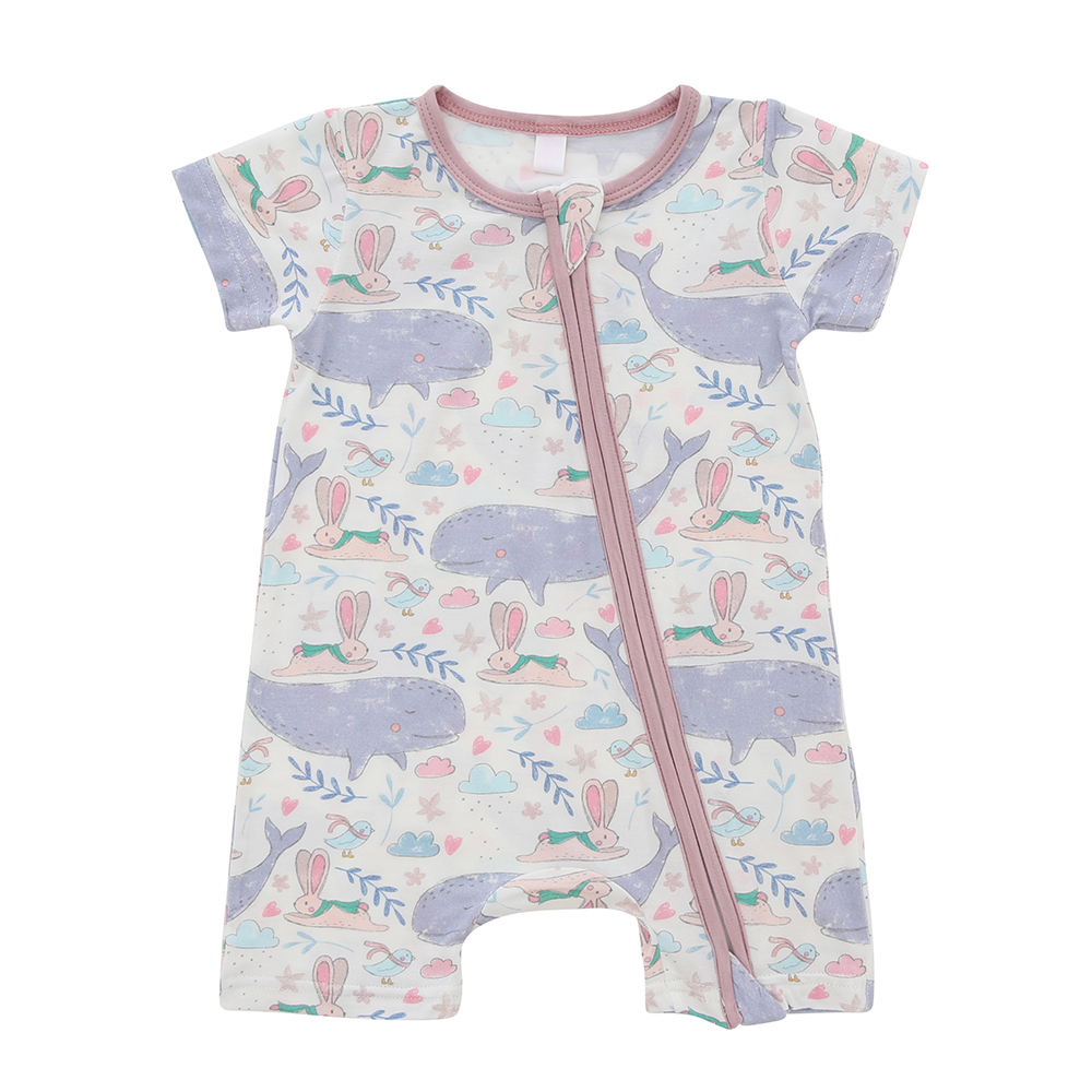 Combinaison d'été douce pour bébé, tissu 100% coton, haute matière, combinaison douce pour nouveau-né, manches courtes, fermeture éclair, conception, barboteuse pour bébé