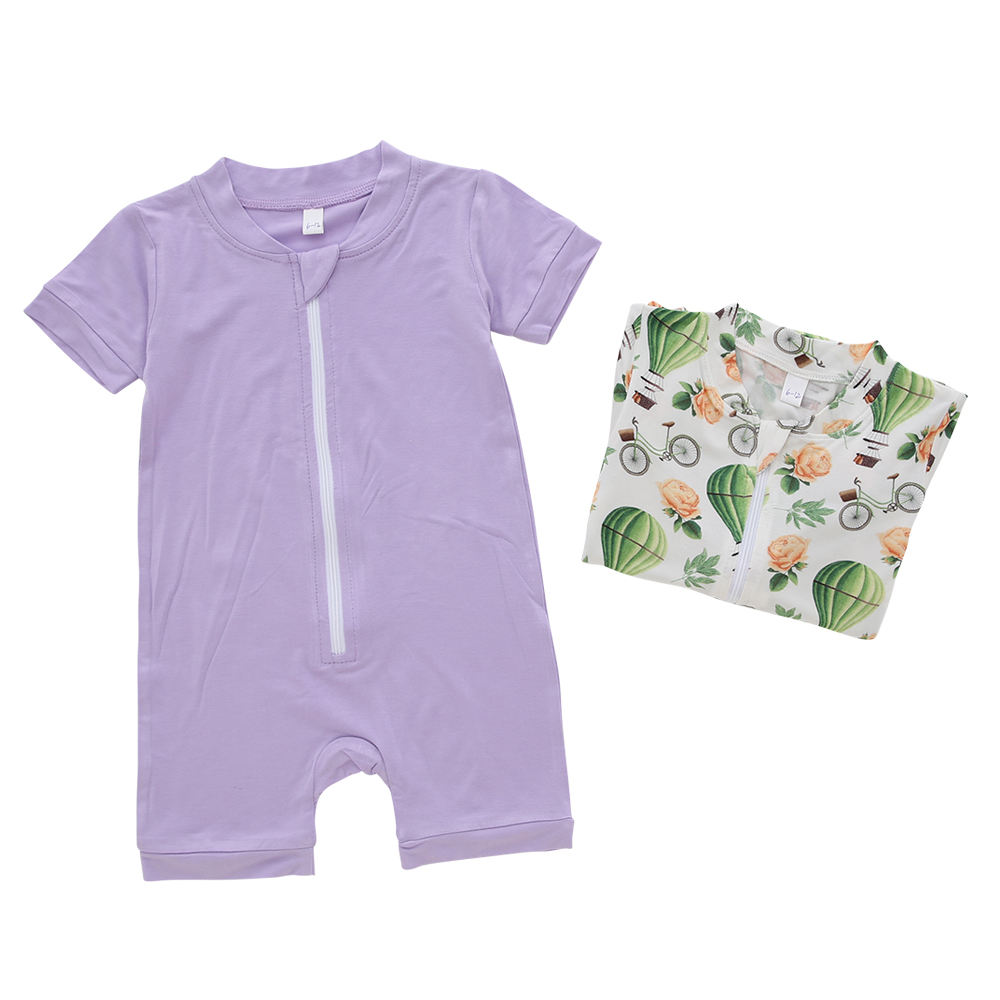 Barboteuse pour nouveau-né, avec fermeture éclair sur le devant, combinaisons d'été à manches courtes, vêtements pour enfants garçons et filles