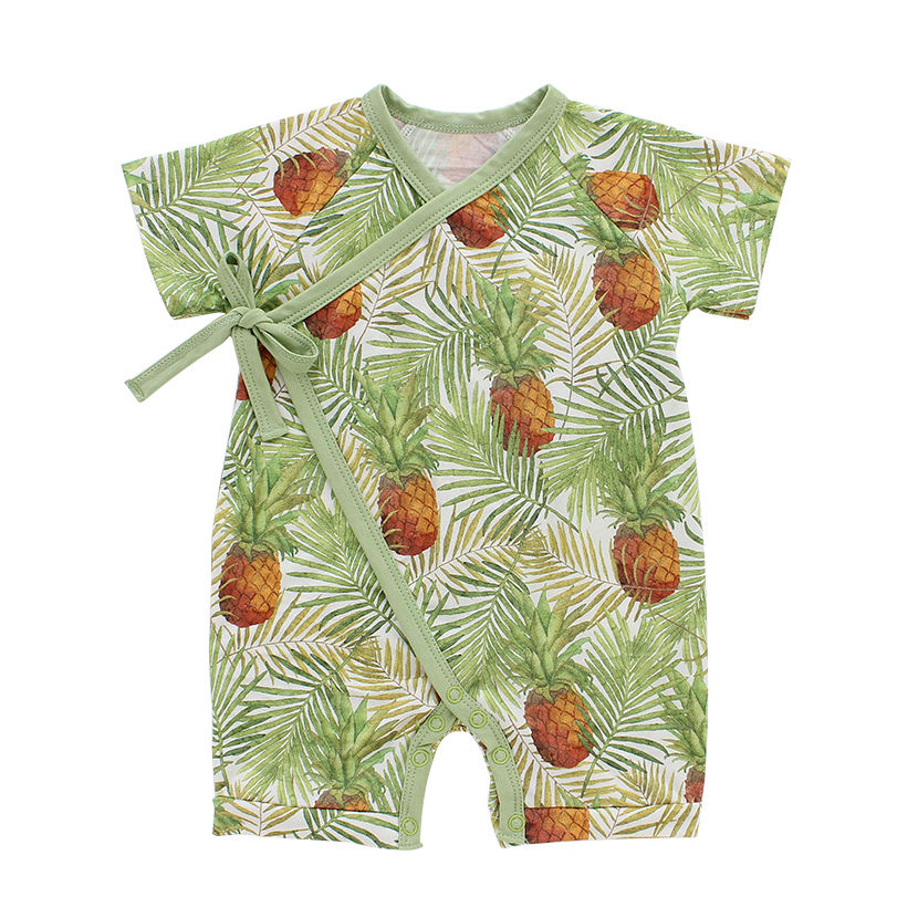 Barboteuse d'été pour bébé, vêtements de plage pour garçons et filles, manches courtes, tricoté en bambou avec Design à lacets, vente en gros