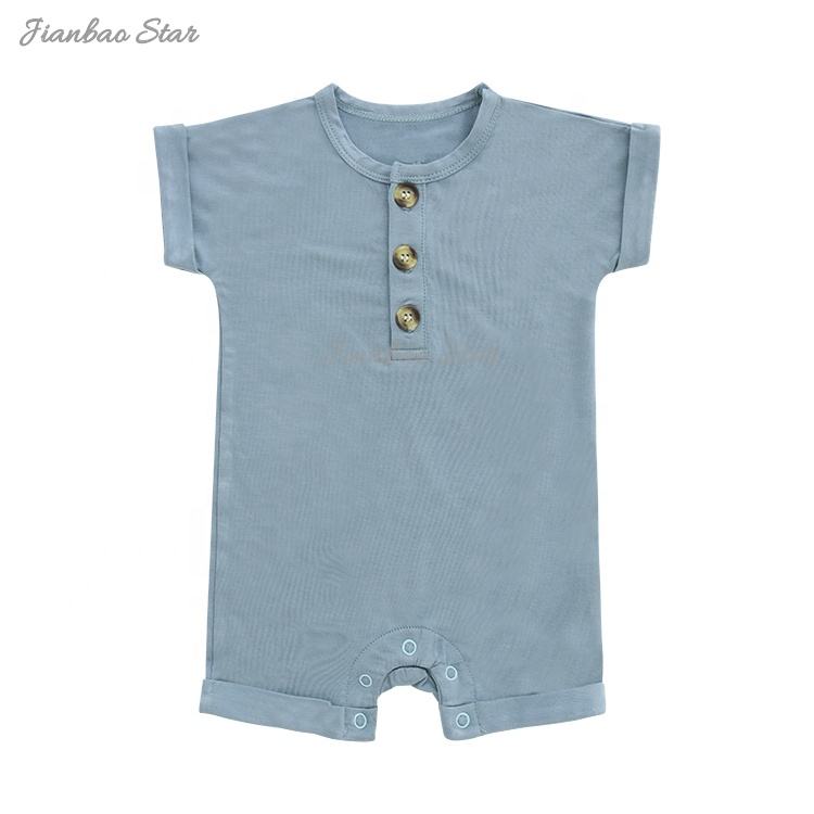 Gros Style classique été bambou coton nourrissons vêtements à manches courtes jarretelle belle bébé barboteuse