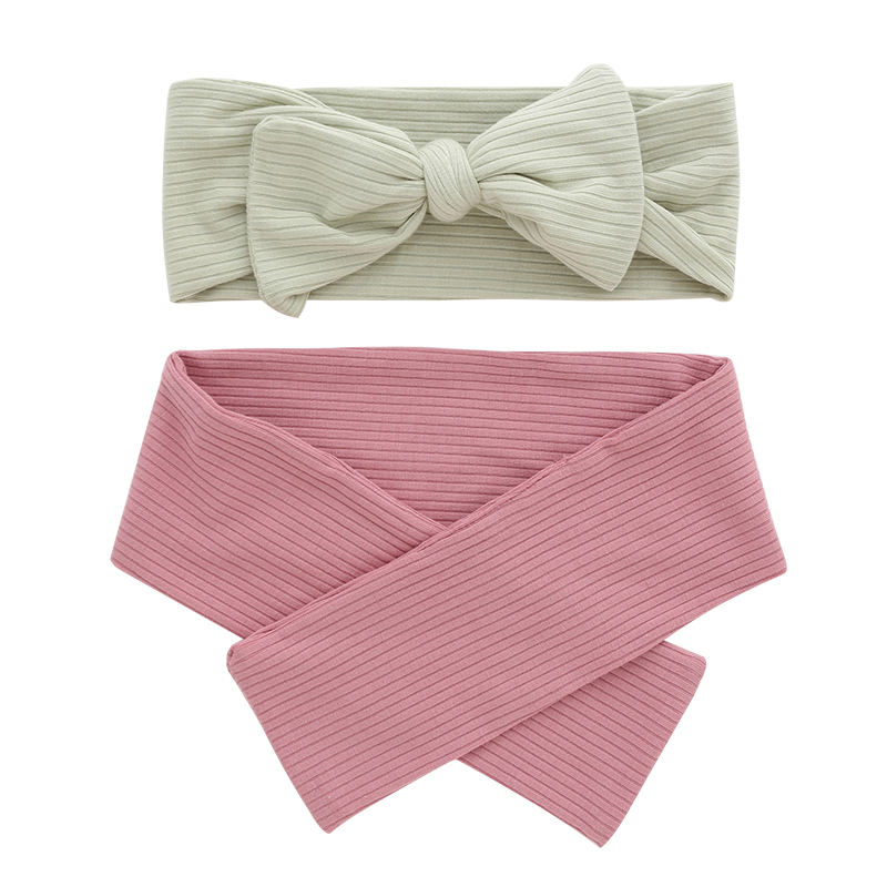 Bandeau de tête en tissu côtelé pour bébés filles, tissu en bambou doux, couleur unie, écharpe de tête, décoration faciale de douche OEM, vente en gros