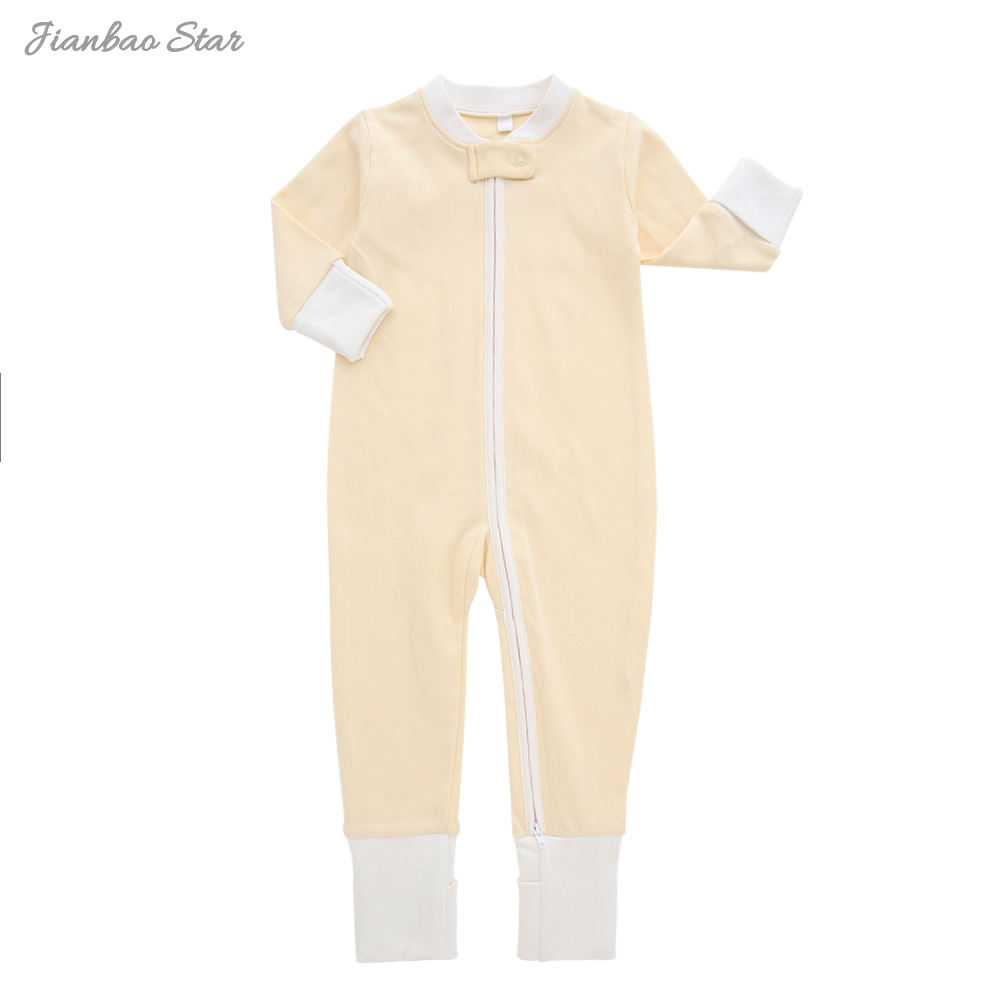 Barboteuse en tissu de coton de bambou Extra doux pour bébé, barboteuse à manches longues, fermeture éclair, Style bouton, ensemble de vêtements pour bébé, impression personnalisée, vêtements pour enfants