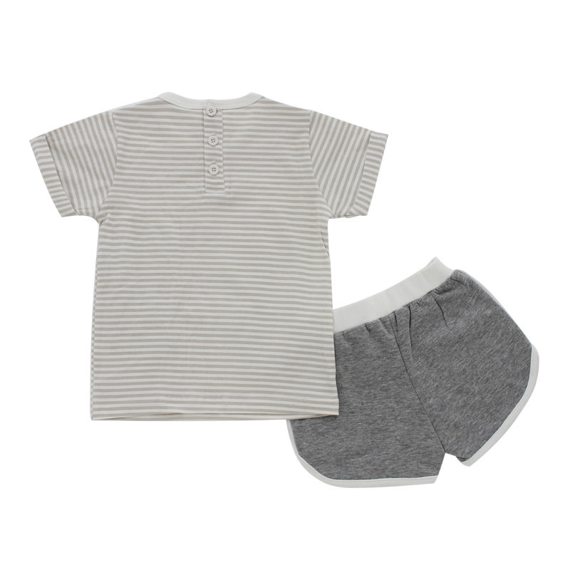 Ensemble de vêtements pour bébés en bas âge, 100% coton tricoté, hauts et Shorts à manches courtes, 2 pièces, tenues d'été pour bébés avec poches