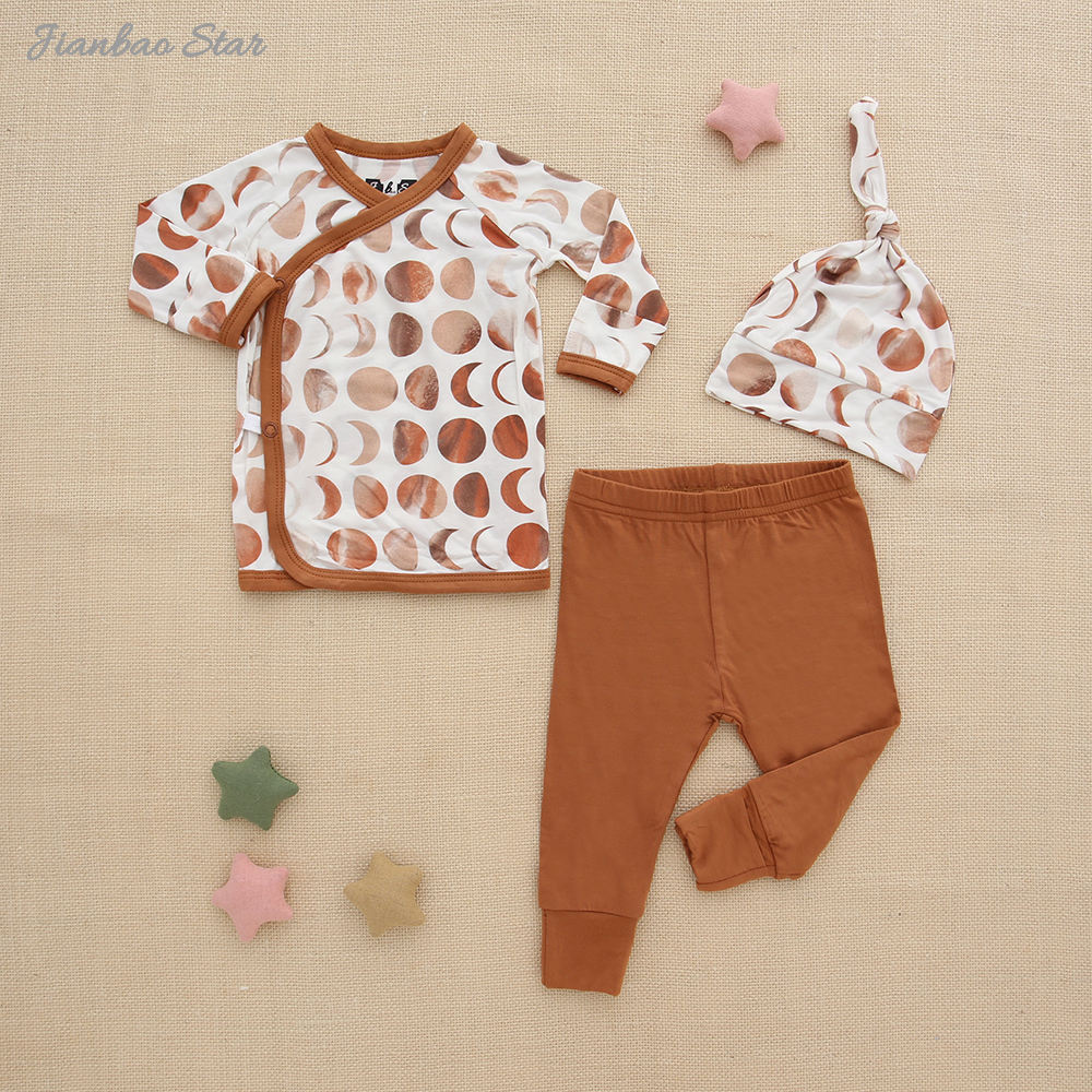 Ensemble pyjama d'automne en coton tricoté à manches longues pour bébé de 0 à 24 mois, tenue 3 pièces pour garçon et fille, vêtements pour bébé, cadeau, vente en gros