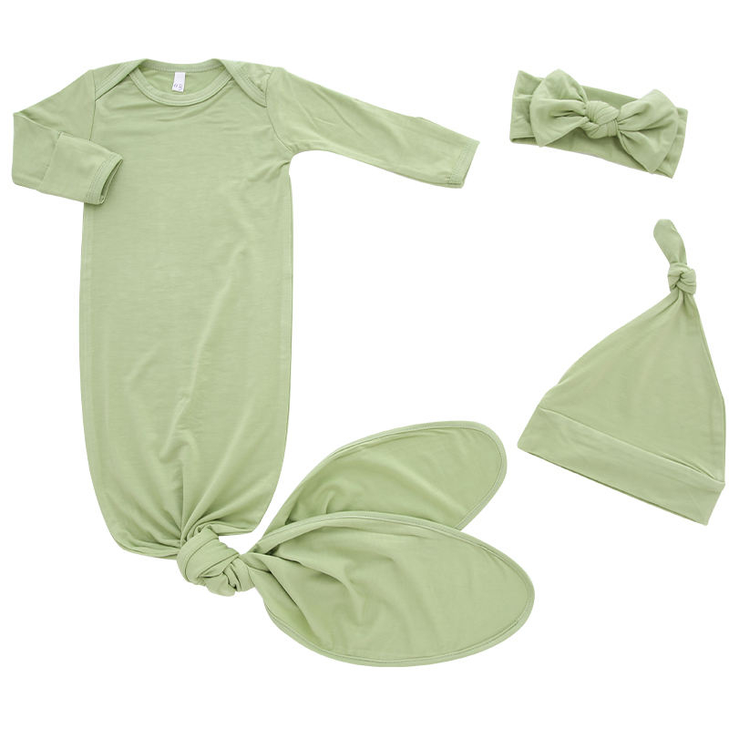 Sac de couchage pour nouveau-né de 0 à 2 ans, ensemble de sac de couchage avec col enveloppe, imprimé uni, chapeau, bandeau, robe de bébé