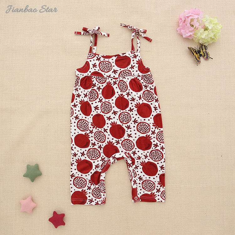 Vêtements d'été à bretelles pour bébé, motif de couleur personnalisé, sans manches, bouton-pression, ensemble barboteuse pour filles et garçons, vente en gros