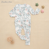 Pyjama en bambou imprimé personnalisé pour bébé, vêtements doux et respirants, barboteuse à volants avec fermeture éclair, nouvelle collection