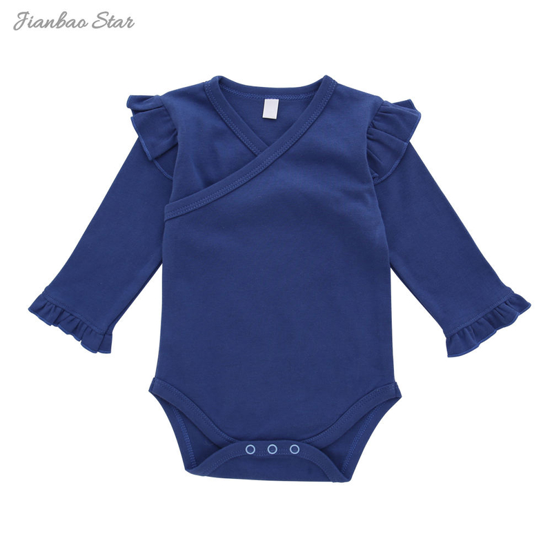 Conception de Boutique de Style à volants d'hiver avec bouton-pression 100% coton nouveau-né infantile bébé fille bébé combinaison ensemble barboteuse ensemble