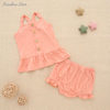 Ensemble haut à bretelles et short à volants pour bébé, vêtements d'été pour filles, en bambou, Spandex, coton, costume pour bébé, nouvelle version