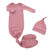 Sac de couchage unisexe en bambou côtelé pour nouveau-né, avec joli chapeau, sac de couchage confortable pour bébé, vêtements de nuit