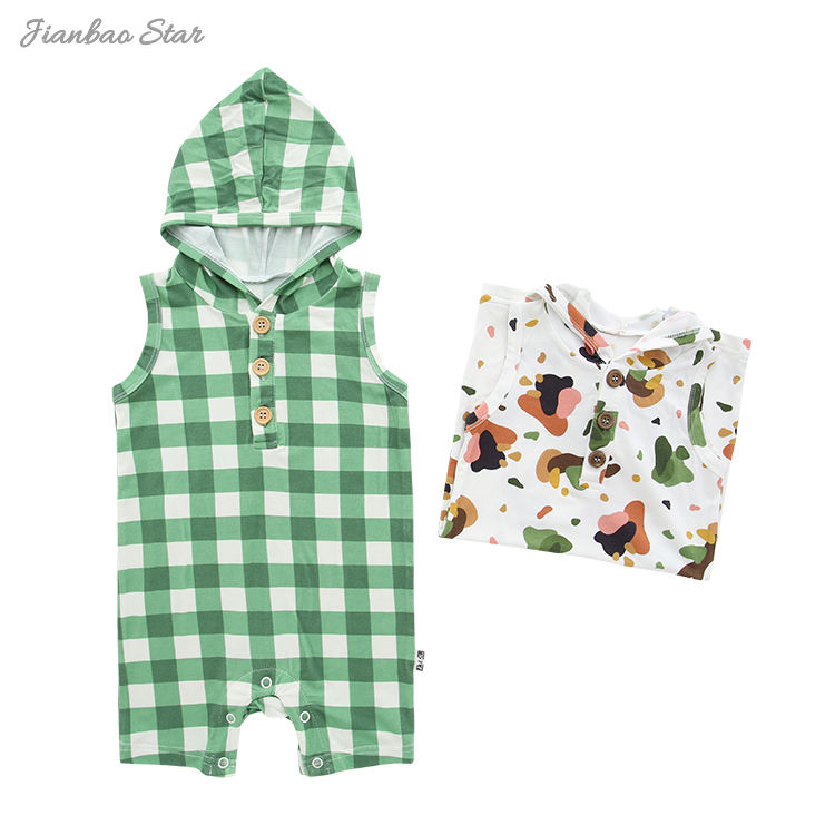 Nouveau Design sweat à capuche pour bébé réservoir short barboteuse bambou Spandex coton doux nouveau-né bébé vêtements été sans manches bébé vêtements