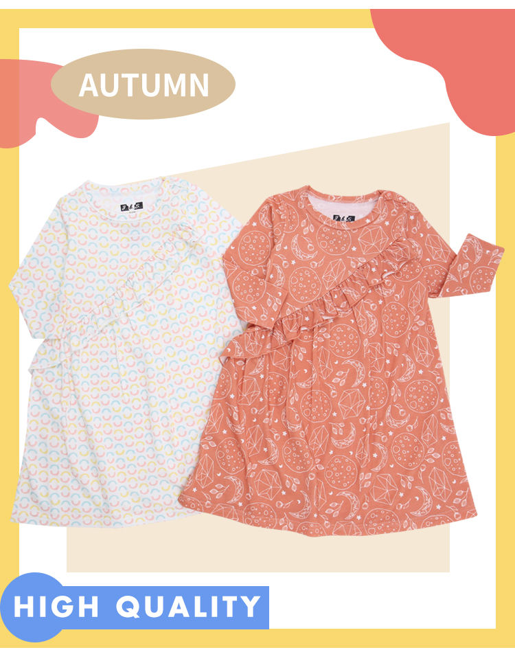 Print personnalisé bébé et enfants robes de fête décontractée jolie robe bébé robe automne