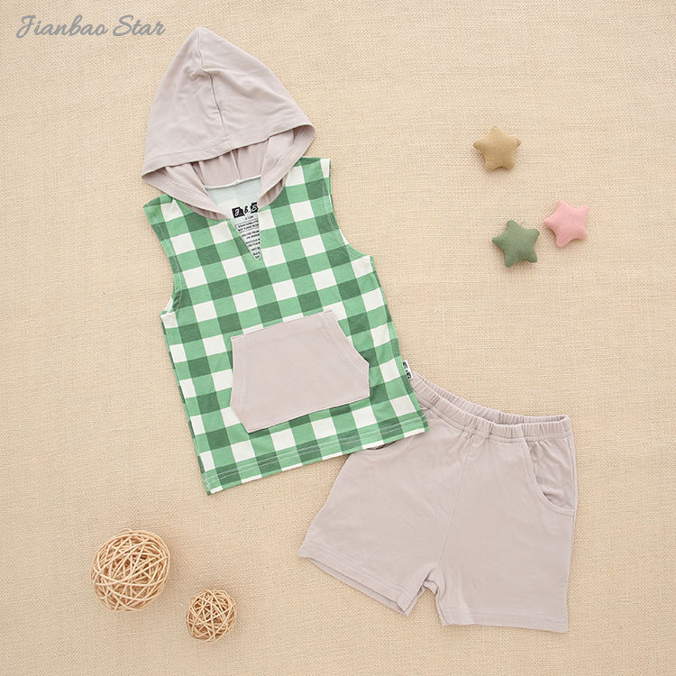 Ensemble de vêtements pour bébés et enfants, nouveau Design, débardeur à capuche sans manches, hauts et shorts, pour garçons et filles