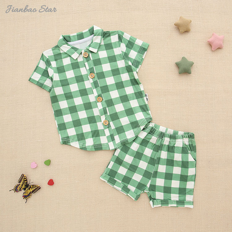 Polo à manches courtes pour bébés et enfants, chemise et Short avec poche, costume d'été à col rabattu pour enfants