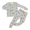 Ensemble pyjama pour nouveau-né, manches longues, tricoté en coton de bambou, barboteuse pour garçons et filles, imprimé personnalisé, 2 pièces, vente en gros