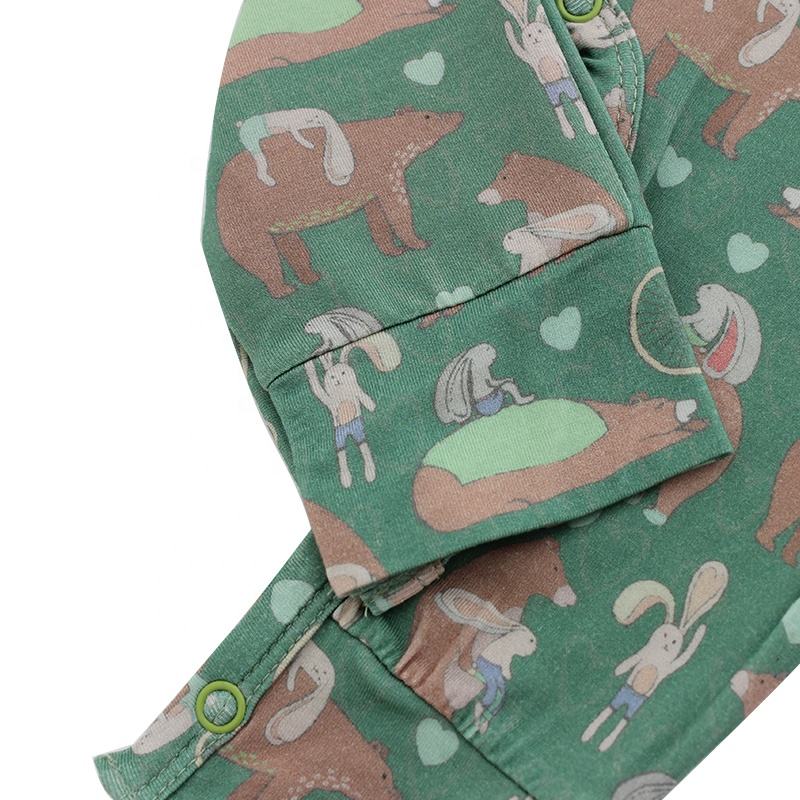 Bambou coton tricoté bébé garçon printemps été vêtements de haute qualité prix usine impression personnalisée barboteuse OEM Logo pyjamas