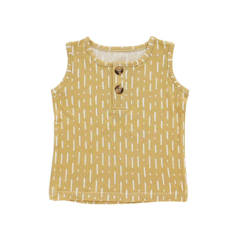 T-shirt sans manches tricoté en bambou 95%, Super doux, pour bébé garçon et fille, couleur unie et motif OEM, hauts d'été pour enfants
