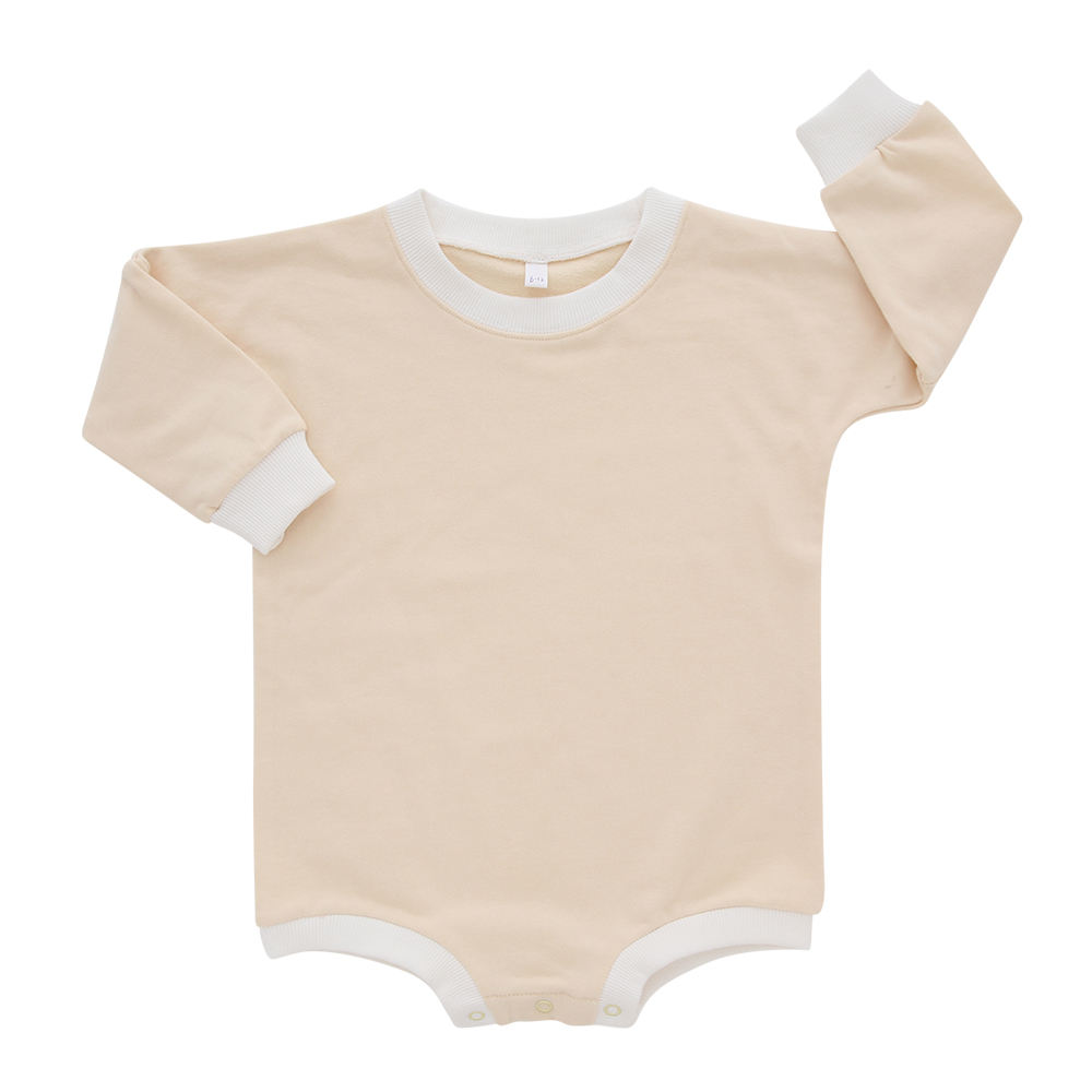 Barboteuse en tissu de bambou 95% bambou 5% élasthanne pour bébé, combinaison à manches longues avec bouton-pression, Style de couleur unie