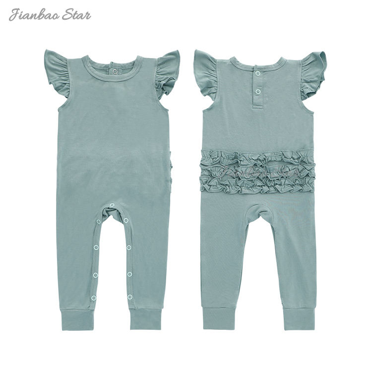 Vêtements d'été pour bébé, combinaison sans manches et pantalons longs avec bouton-pression, barboteuse de haute qualité, 95% Fiber de bambou, 5% élasthanne