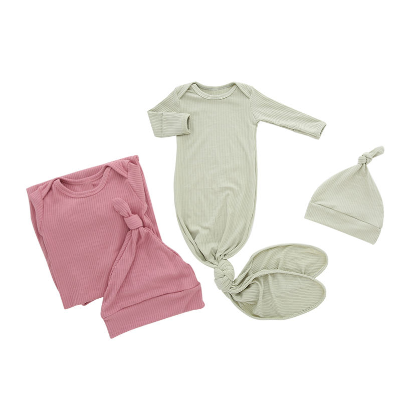 Combinaison en tissu tricoté en bambou pour bébé, combinaison en queue de poisson, manches longues, Style côtelé, barboteuse avec chapeau, offre spéciale
