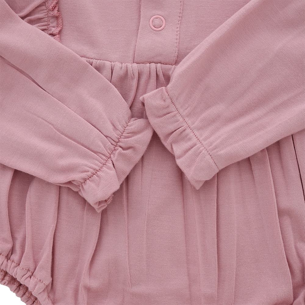 Barboteuse 100% coton pour nouveau-né, vêtements confortables de haute qualité, à volants, manches longues, boutons, vente en gros, meilleure vente