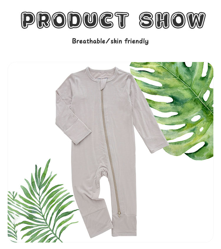 Classique couleur unie Design jarretelle bambou coton à manches longues belle bébé barboteuses automne nourrissons Body costume combinaisons à fermeture éclair