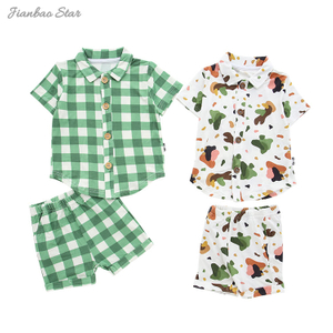 Ensemble de vêtements unisexe pour bébé, nouveau Design populaire de haute qualité, tricot 100% coton, manches courtes, boutons, été