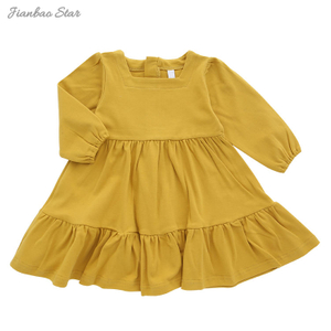 Robe à manches longues pour bébé fille, Design personnalisé, joli ensemble barboteuse, couleur unie, jupe à la mode, vente en gros