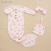 Sac de couchage pour nouveau-né de 0 à 2 ans, ensemble de sac de couchage avec col enveloppe, imprimé uni, chapeau, bandeau, robe de bébé