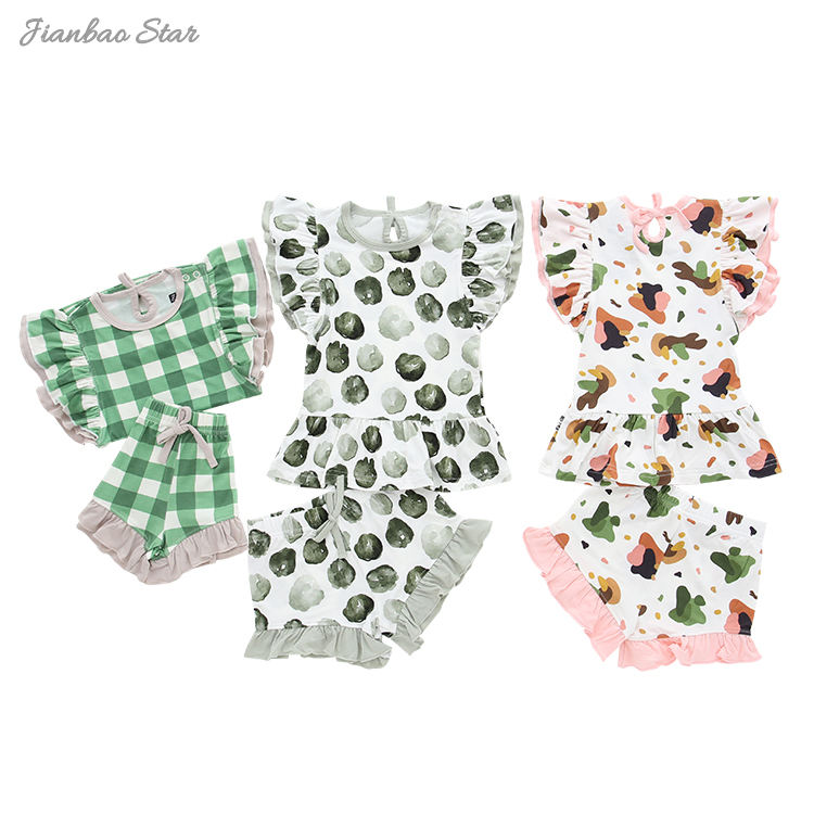 Nouveaux enfants vêtements bébé vêtements ensemble haute qualité enfants Shorts enfants filles gaufre vêtements belle bambou bébé filles costume ensemble