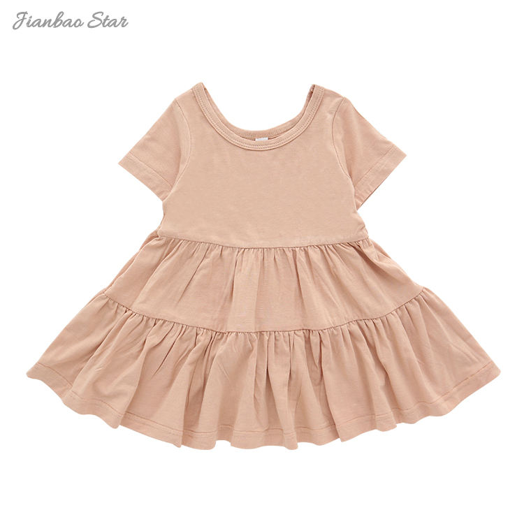 Robe en tissu de bambou de couleur unie, sans manches, manches courtes et longues, une série de robes pour bébés filles, Style à volants pour enfants