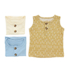 T-shirt sans manches tricoté en bambou 95%, Super doux, pour bébé garçon et fille, couleur unie et motif OEM, hauts d'été pour enfants