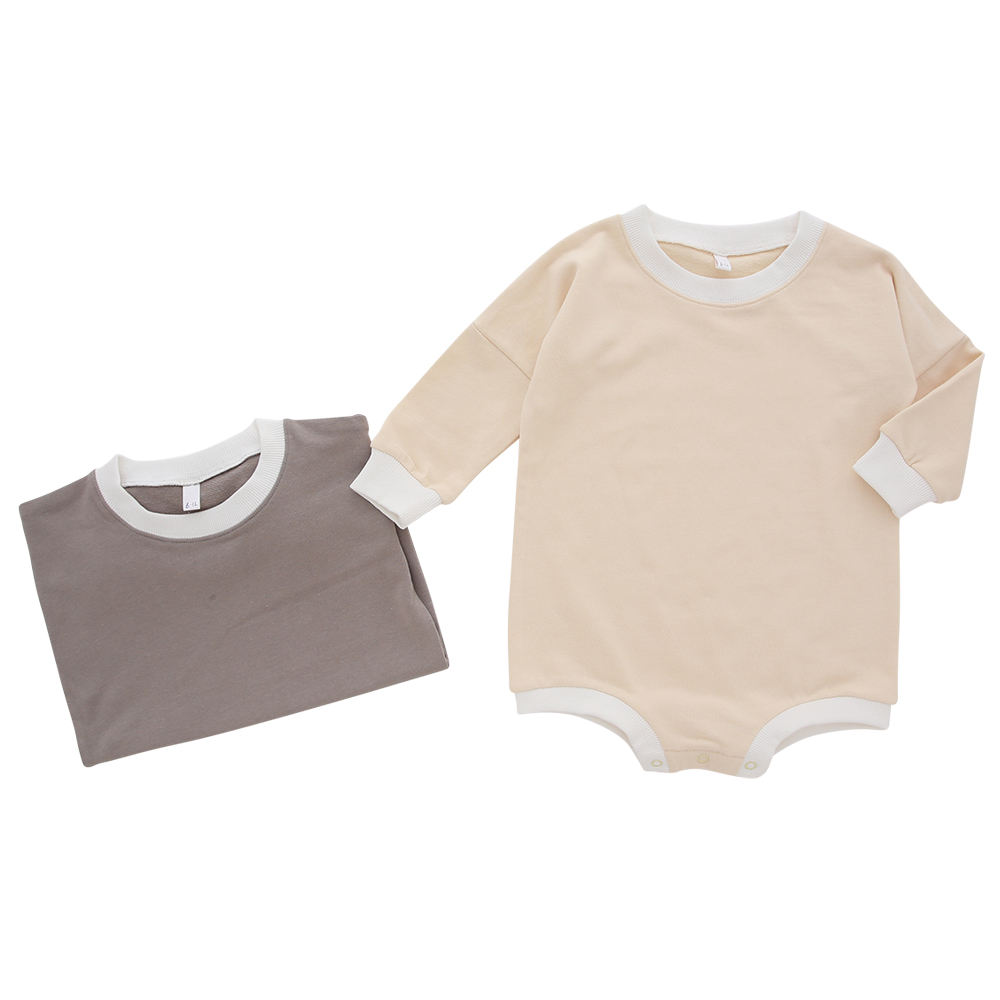 Barboteuse en tissu de bambou 95% bambou 5% élasthanne pour bébé, combinaison à manches longues avec bouton-pression, Style de couleur unie