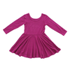 Robe de bébé à manches longues en gros Bambou Spandex Coton Girls Jupe d'automne d'hiver couleur solide mode Vêtements de fête décontractée