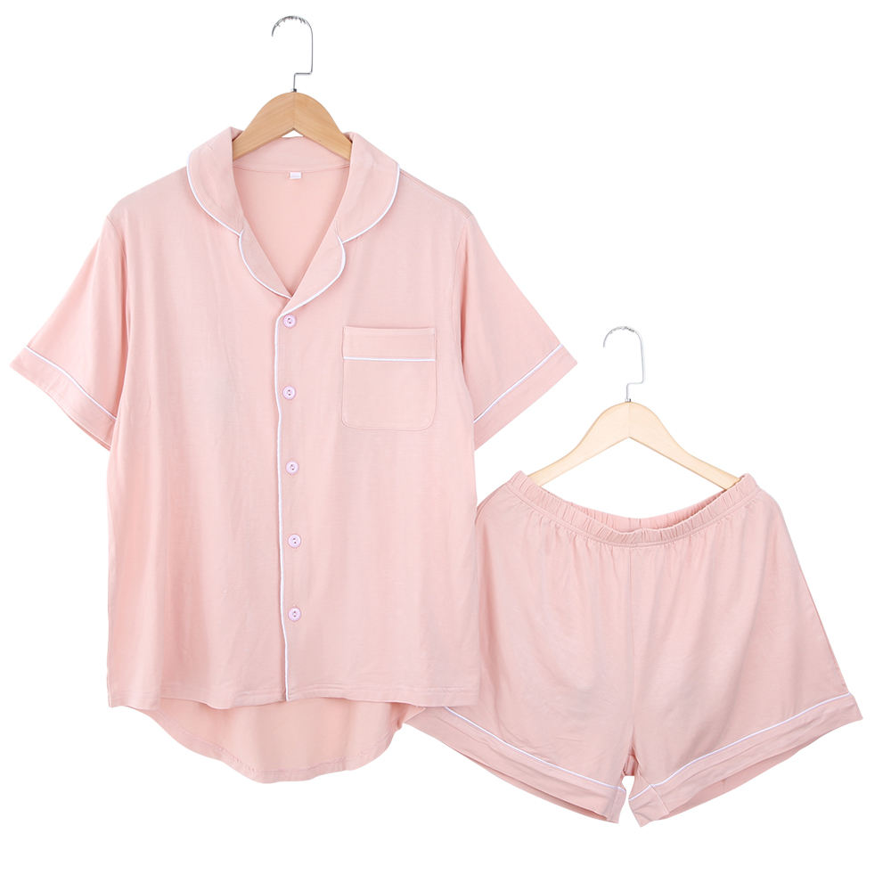 Pyjama personnalisé OEM pour maman et fille, ensemble à col rabattu, haut à manches courtes et Short, vêtements de couchage, été