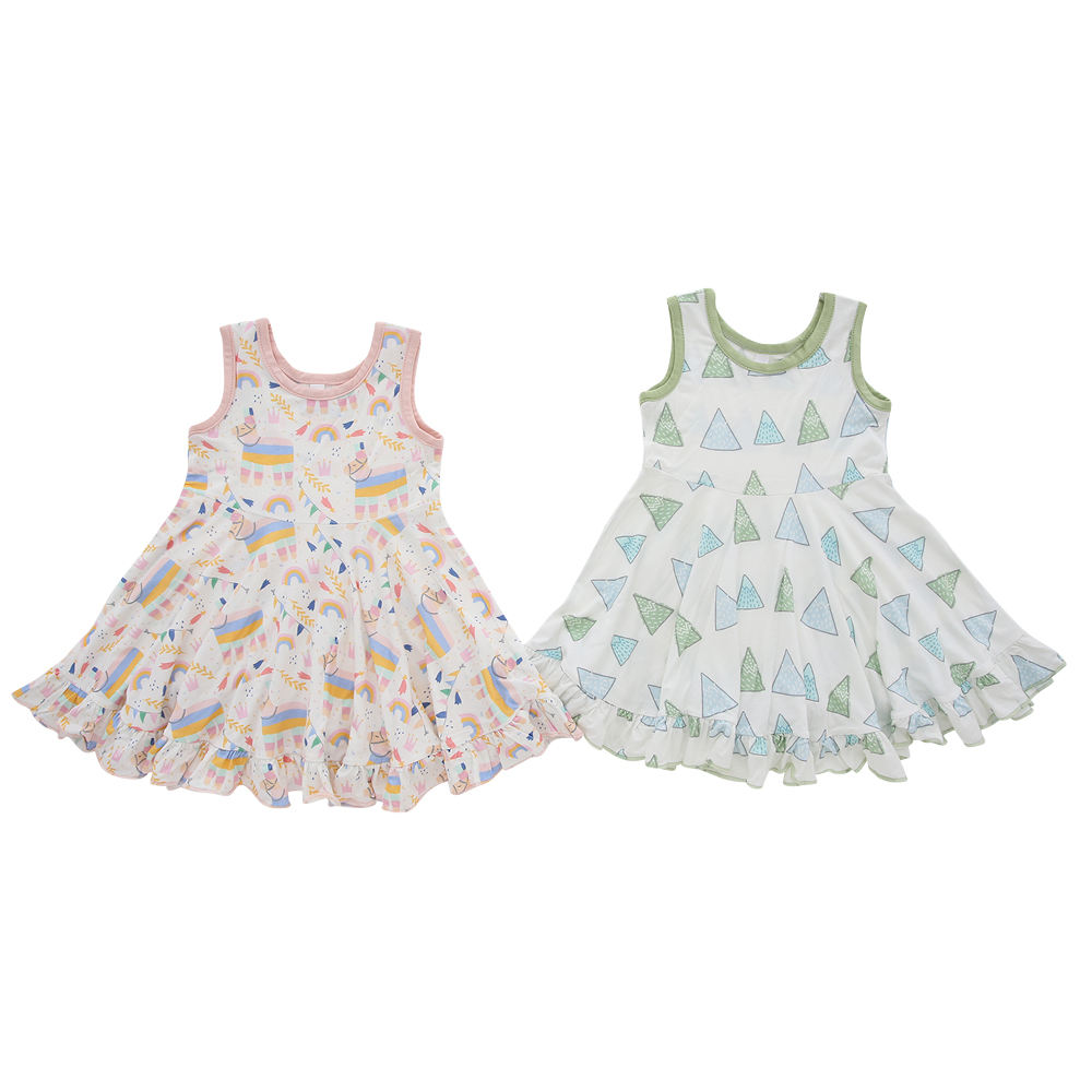 Robe à impression numérique pour bébés filles, vente en gros, nouveau Style, modèle d'été, sans manches, jolis vêtements à bretelles pour bébés filles, vente en gros