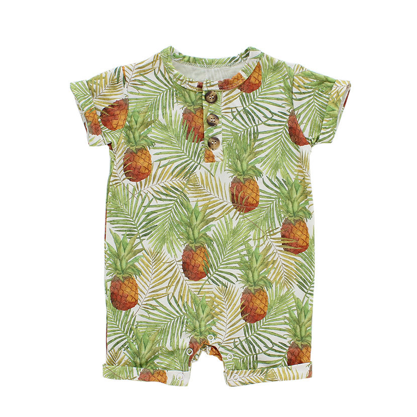 Barboteuse à manches courtes pour bébé, tissu tricoté en coton et bambou, vêtements confortables pour bébé, unisexe, Style d'été, vente en gros
