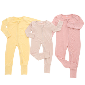Combinaison de corps pour bébé, Design classique, couleur unie, en bambou, Spandex, coton, combinaisons à fermeture éclair, manches longues, barboteuse pour bébé, automne