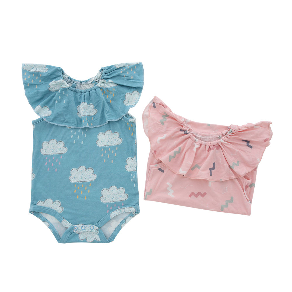 Barboteuse à manches volantées pour bébé, joli Design, en coton de bambou, matériel tricoté, vêtements confortables pour bébé, vêtements d'été unisexes