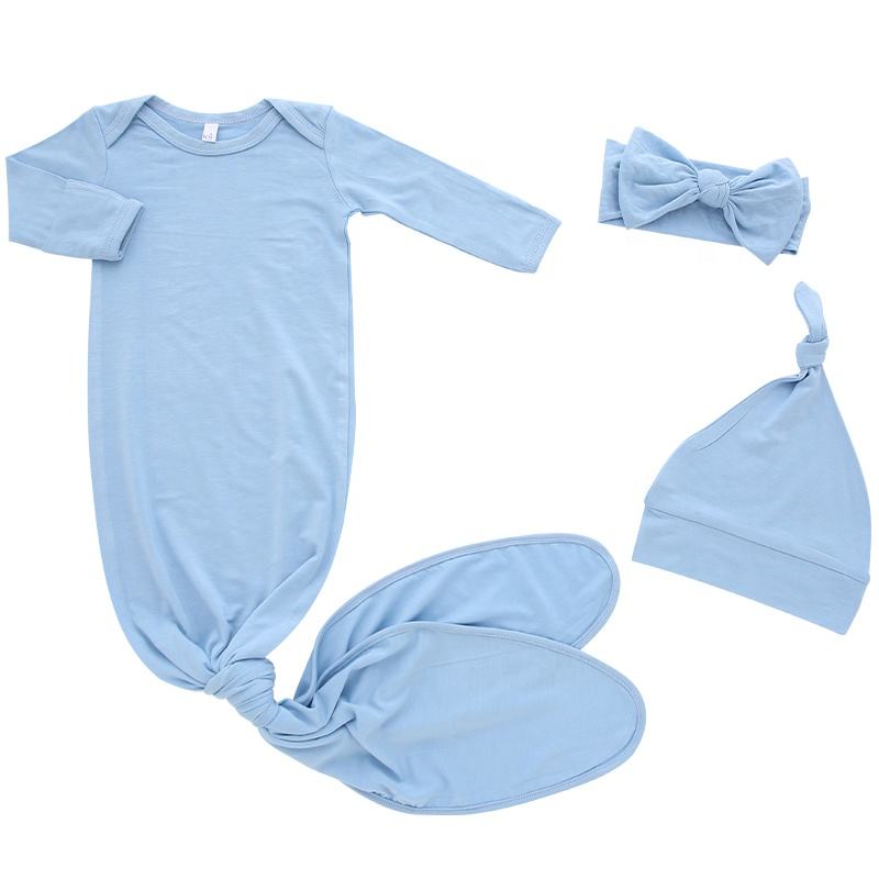 Sac de couchage pour bébé de 0 à 6 mois, vêtements Boutique en bambou et coton, manches longues, bandeau, chapeau, ensemble cadeau, robe pour bébés, vente en gros