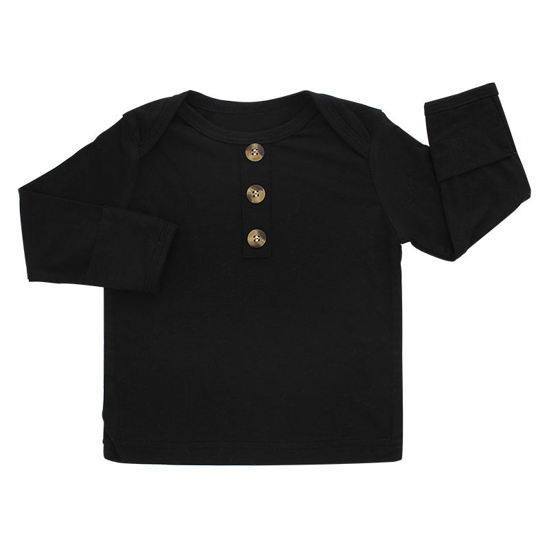 Style classique bébé hauts en gros couleur unie vêtements de nuit bambou coton à manches longues T-shirt OEM conception personnalisée bébé enfants vêtements