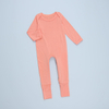 Barboteuse à manches longues pour bébé de 0 à 24 mois, fermeture éclair bidirectionnelle, vêtements pour bébé, couleur unie, impression personnalisée, vente en gros, nouveau