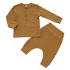 Vêtements classiques pour bébé, couleur unie, imprimé personnalisé, joli pyjama à manches longues, tissu 100% coton en bambou, ensemble barboteuse pour bébé, 2 pièces