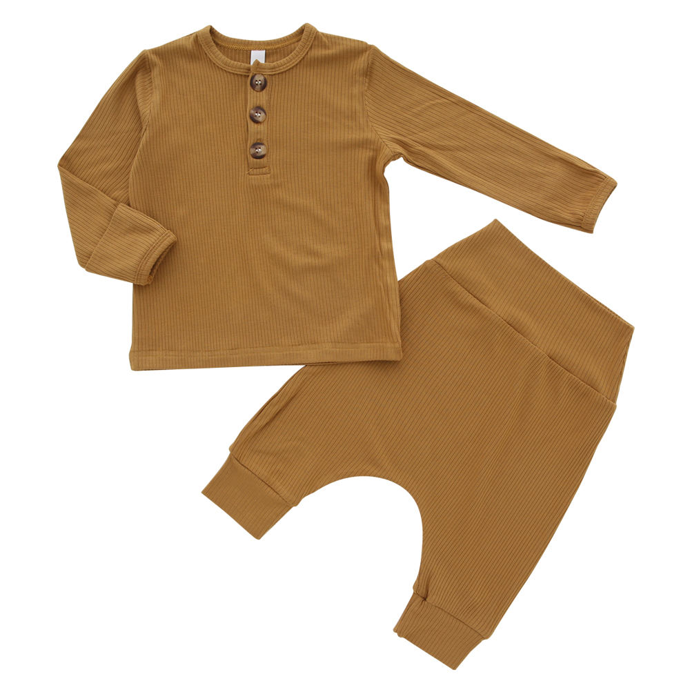 Vêtements classiques pour bébé, couleur unie, imprimé personnalisé, joli pyjama à manches longues, tissu 100% coton en bambou, ensemble barboteuse pour bébé, 2 pièces