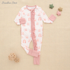 Pyjama en bambou imprimé personnalisé pour bébé, vêtements doux et respirants, barboteuse à volants avec fermeture éclair, nouvelle collection