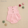 Barboteuse d'été pour bébés filles, tissu en coton biologique, sans manches, couleur unie, imprimé personnalisé, ensemble barboteuse pour bébé